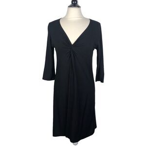 Eileen Fisher Black Twist Knot Front 3/4 Sleeves Dress Women's Size M